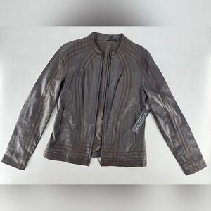 Women's Dark Brown Leather Jacket‎